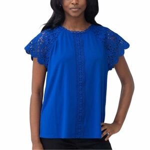 🆕 Cable & Gauge Ladies' Lace Trim Top